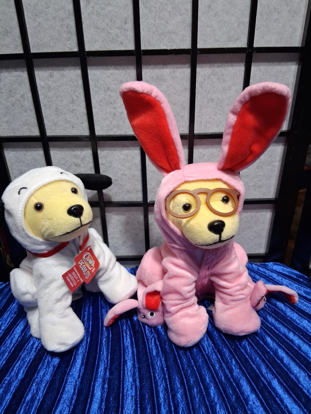 Plush Dog in Pink Bunny Outfit with Glasses - Unbranded